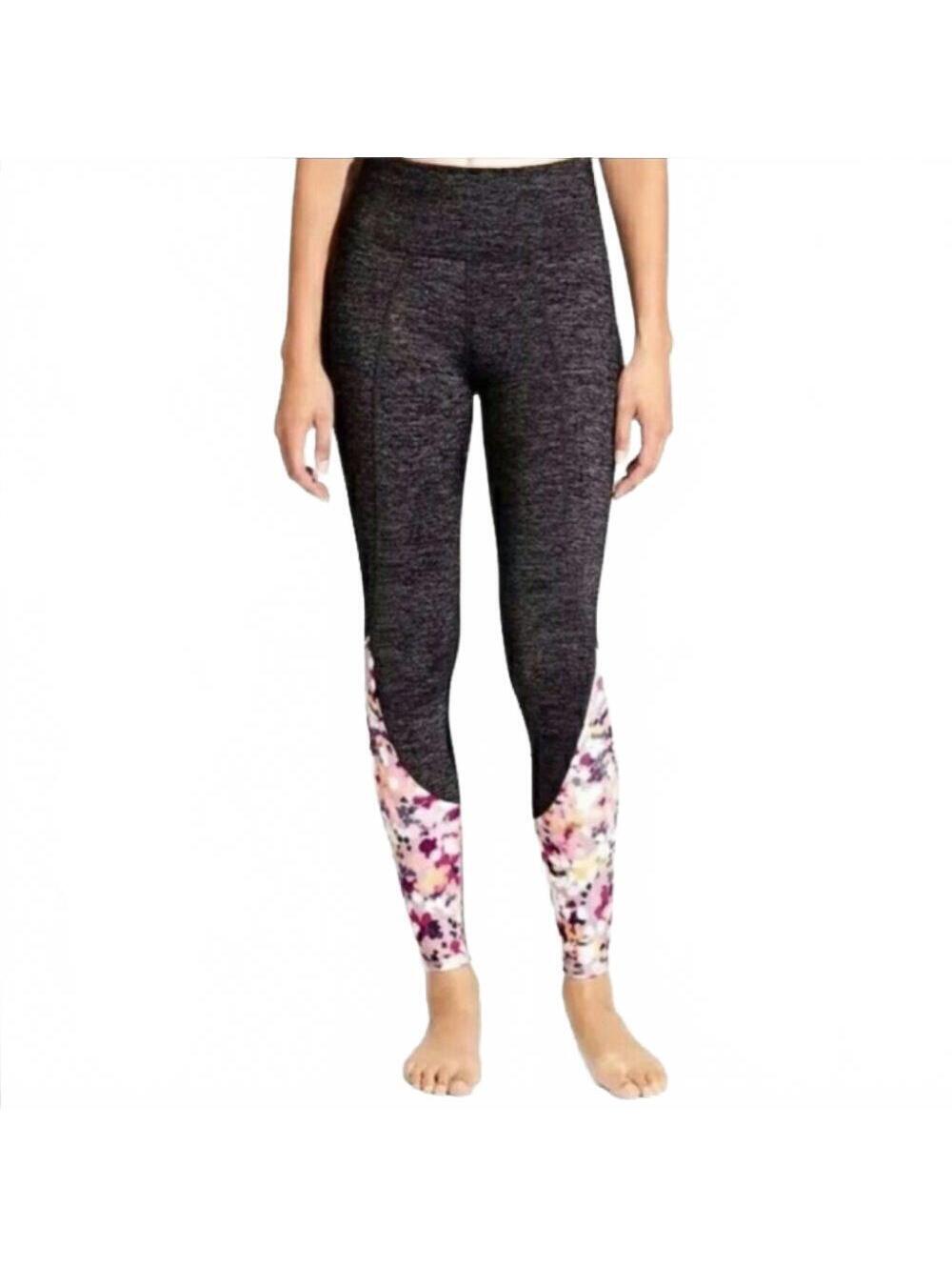 Athleta Chatarunga High Rise Gray Pink White Floral Legging Tight XS